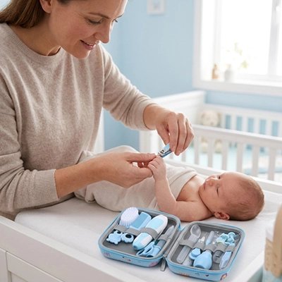 Trousse de toilette bebe bleu complete